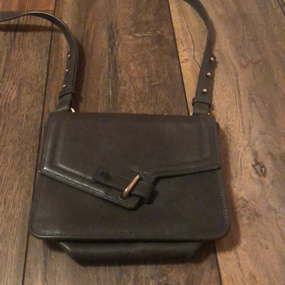 ela grey leather crossbody purse, made in Spain
